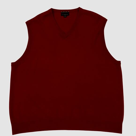Club Room Sweater Mens Size XL Red Vest Estate Cashmere V Neck Pull Over Preppy - Picture 1 of 9